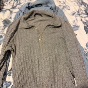 SHEIN Gray Ribbed Turtleneck Sweater